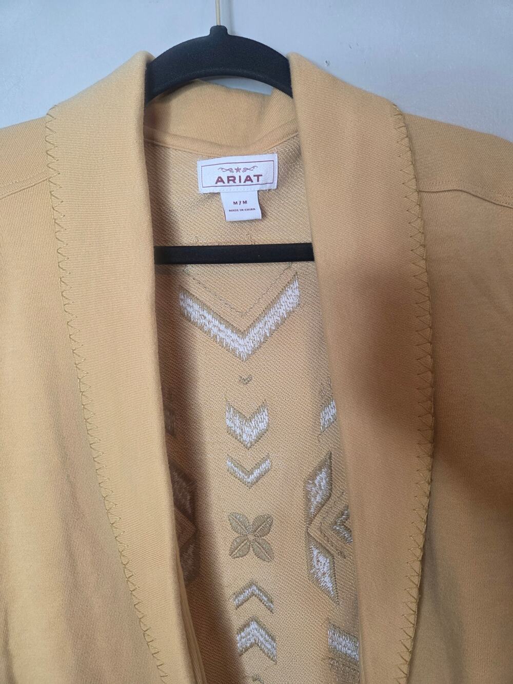 Ariat Southwestern Women’s Medium Mustard Yellow Embroidered Open Cardigan